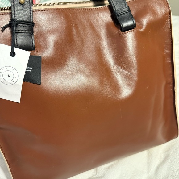 NWT Able Axum Genuine Leather Color Block Zip Top Convertible Crossbody Bag Tote - Picture 8 of 10